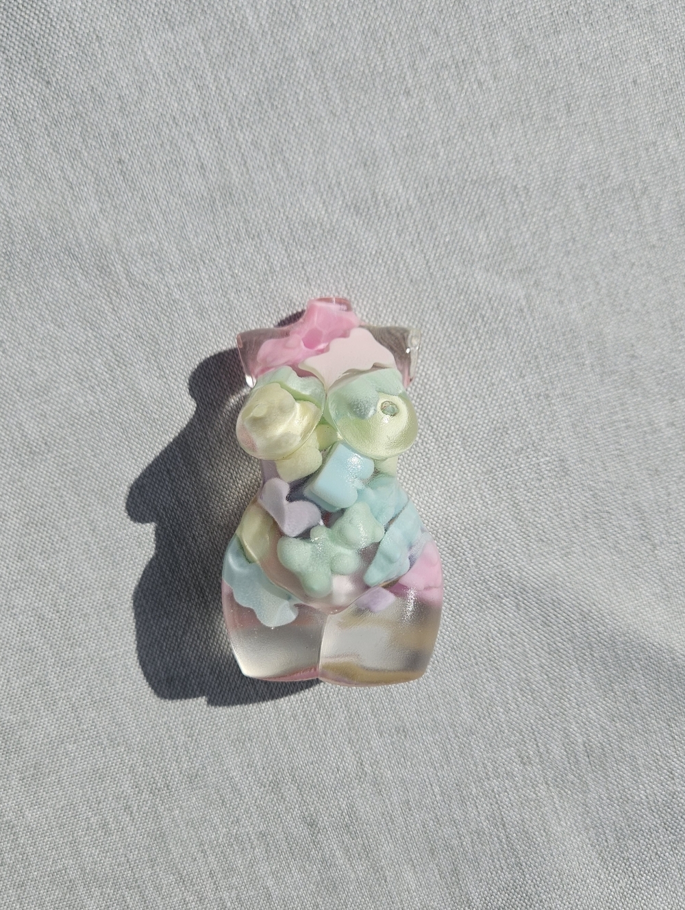 Handmade Chubby Goddess Resin Statue With Pastel Teddy Bears - Picture 3 of 7